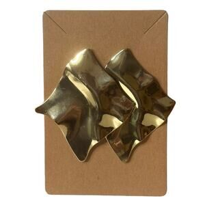NEW! 1 Pair Gold Diamond Shaped Earrings, Costume Jewelry